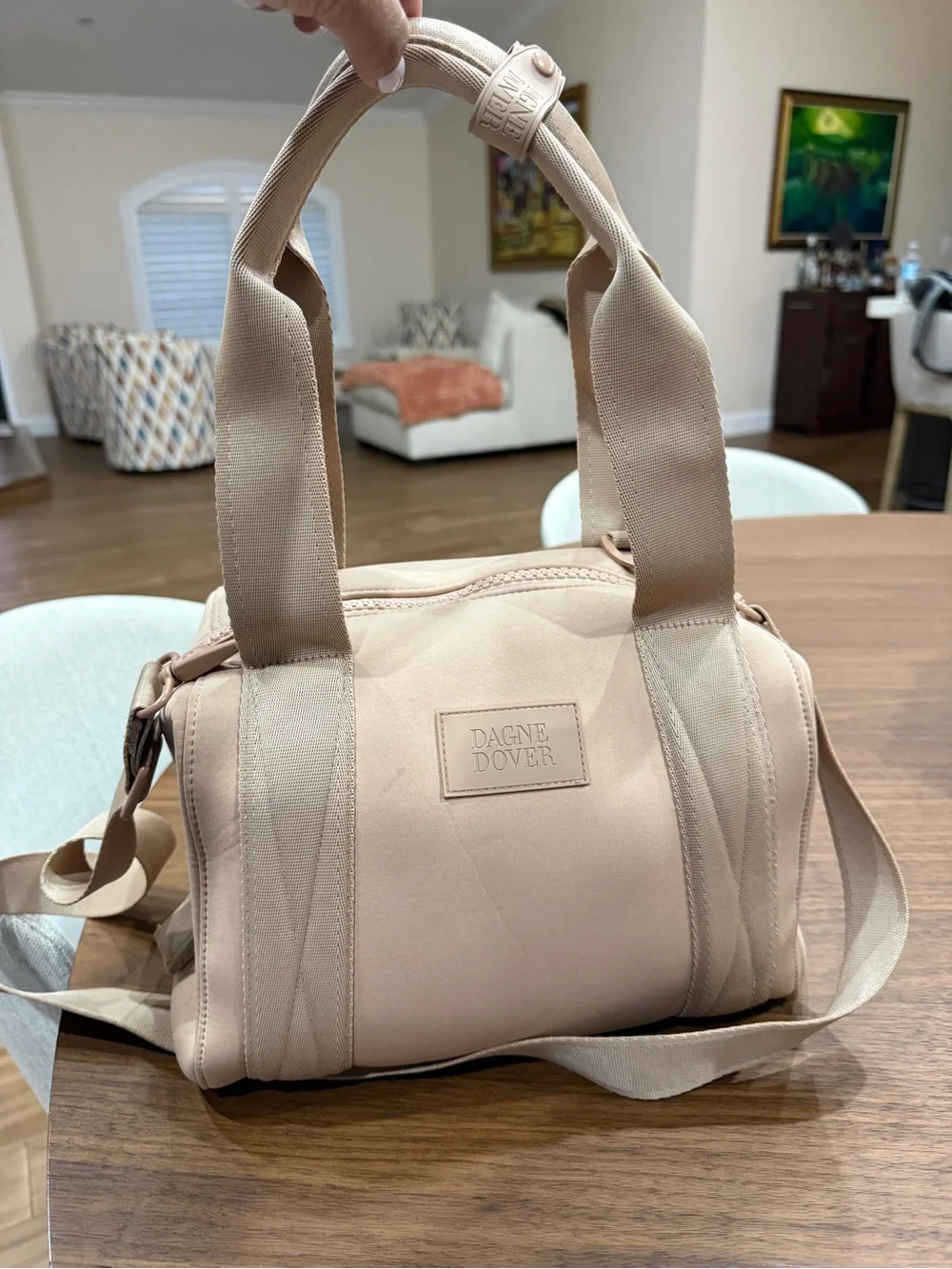 Dagne Dover Mini Duffel Crossbody Bag in Blush Beige - Picture 3 of 7